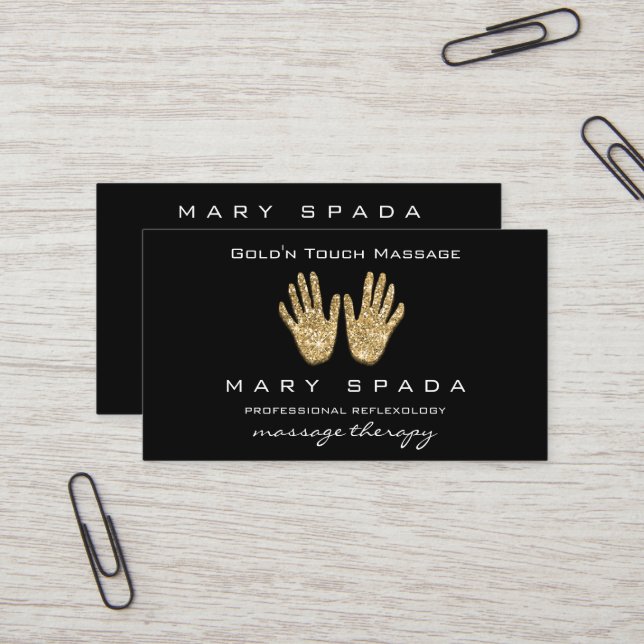 Carte De Visite Massage Réflexologie Parties scintillant Mains Rei (Devant/Arrière en situation)