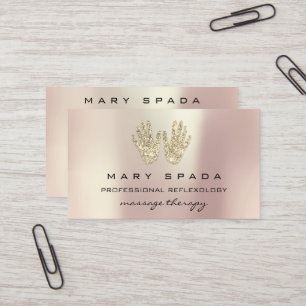 Carte De Visite Massage Réflexologie Parties scintillant Mains Ros