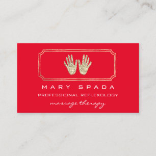 Carte De Visite Massage Réflexologie Parties scintillant Mains Rou