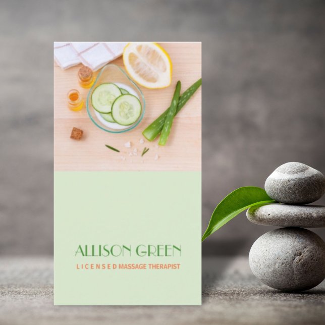 Carte De Visite Massage Thérapie Aromathérapie à l'huile essentiel (Massage Therapy Natural Essential Oil Aromatherapy Business Card)