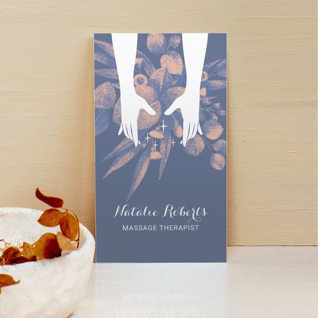 Carte De Visite Massage Thérapie Healing Hands Bleu Rose Vert (Créateur téléchargé)