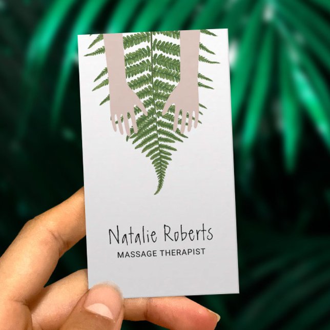 Carte De Visite Massage Thérapie Healing Hands Fern Spa botanique (Créateur téléchargé)