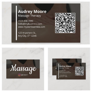 Carte De Visite Massage Thérapie Intégration de code QR