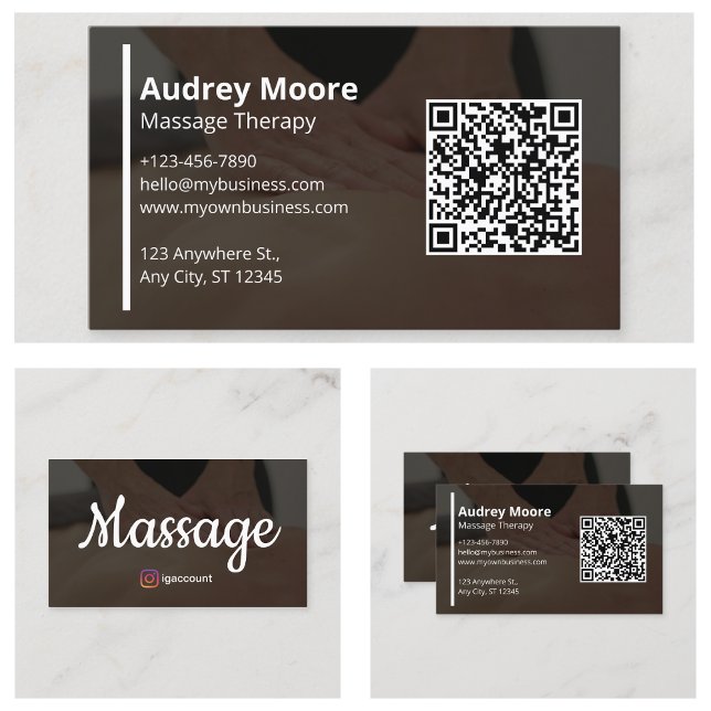 Carte De Visite Massage Thérapie Intégration de code QR (Massage Therapy QR Code Integration Business Card
)