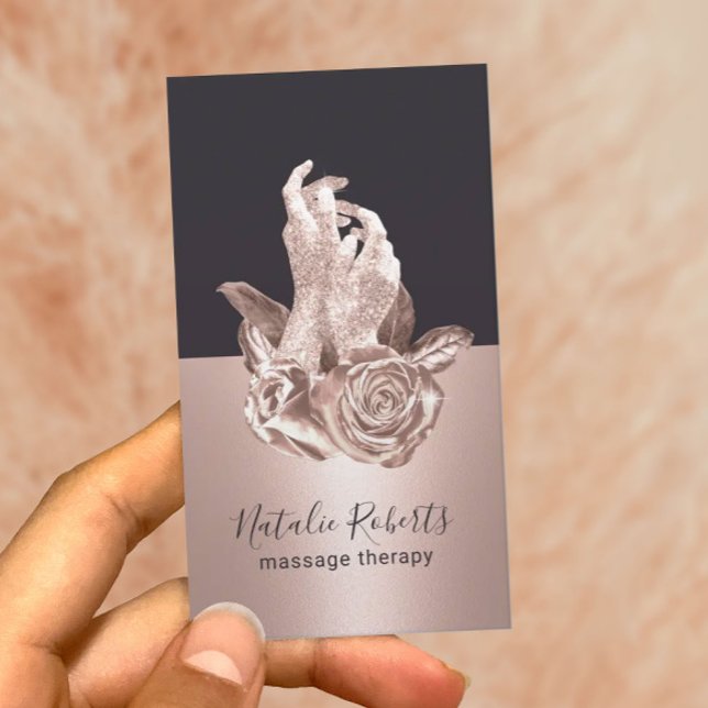 Carte De Visite Massage Thérapie Lux Mains et Fleurs Chiropratique (Créateur téléchargé)