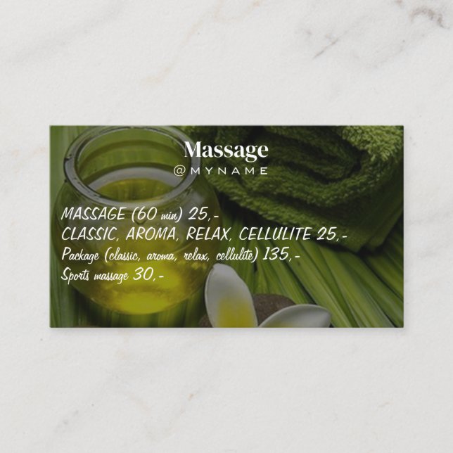 Carte De Visite Massage Thérapie Mains de guérison Spa de santé bo (Devant)