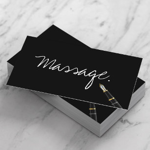 Carte De Visite Massage Thérapie Minimaliste Script manuscrit