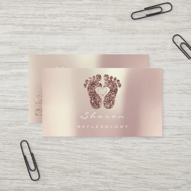 Carte De Visite Massage Thérapie Réflexologie Cuivre Parties scint (Devant/Arrière en situation)
