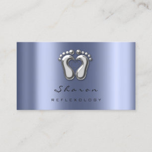 Carte De Visite Massage Thérapie Réflexologie Silver Grey Blue Nav
