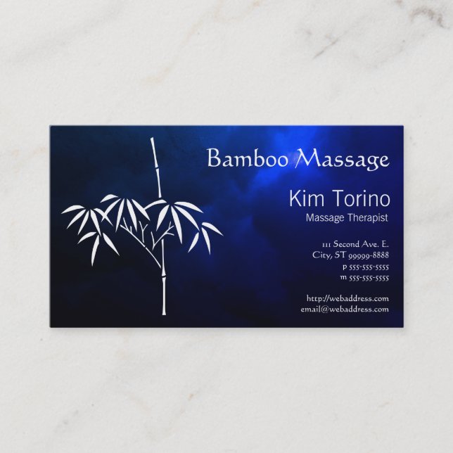 Carte De Visite Massage Therapist Bamboo Dark Clouds Appointment (Devant)