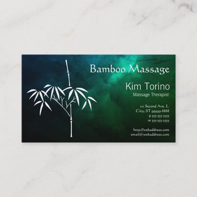 Carte De Visite Massage Therapist Bamboo Dark Clouds Appointment (Devant)