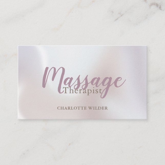Carte De Visite Massage Thérapiste Blush Pink Script Iriascendance (Devant)