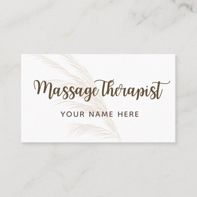 Carte De Visite Massage Thérapiste Calligraphie Boho Simple Minima (Devant)