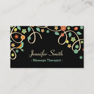 Carte De Visite Massage-Thérapiste - Élégant floral à spirale