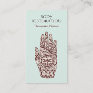 Carte De Visite Massage Thérapiste Henné Dragonfly Tattoo main 2