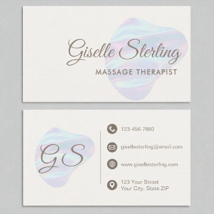 Carte De Visite Massage Thérapiste Iridescente Pearl Opal Abstrait