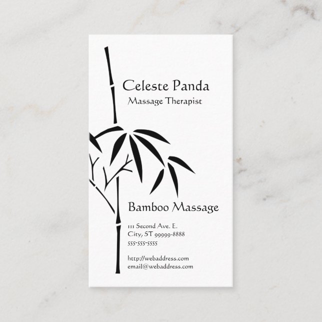 Carte De Visite Massage Thérapiste Jardin Japonais Bambou (Devant)