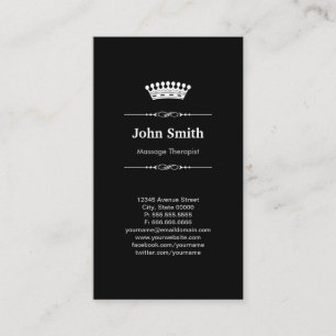 Carte De Visite Massage Thérapiste Simple Élégant Couronne royale