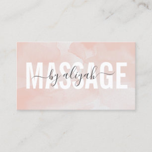 Carte De Visite Massage Typographie Gras Aquarelle rose