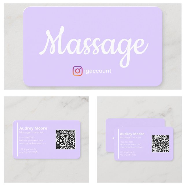 Carte De Visite Massagreur Wellness Modèle QR Code (Massage Therapist Wellness Templates QR Code Business Card
)
