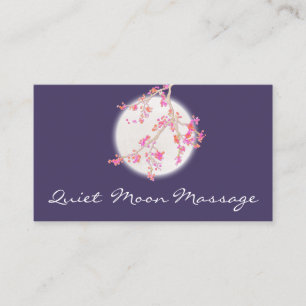 Carte De Visite Masso-thérapeute Spa rose cerise fleurs et lune