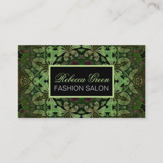 Carte De Visite massothérapeute holistique Yoga Green Mandala (Devant)