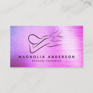 Carte De Visite Massothérapeute Silver Purple Ombre Foil