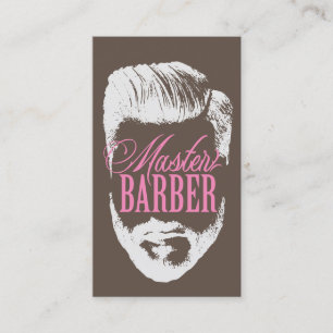Carte De Visite Master Barber Typographie rose Brown Barbershop