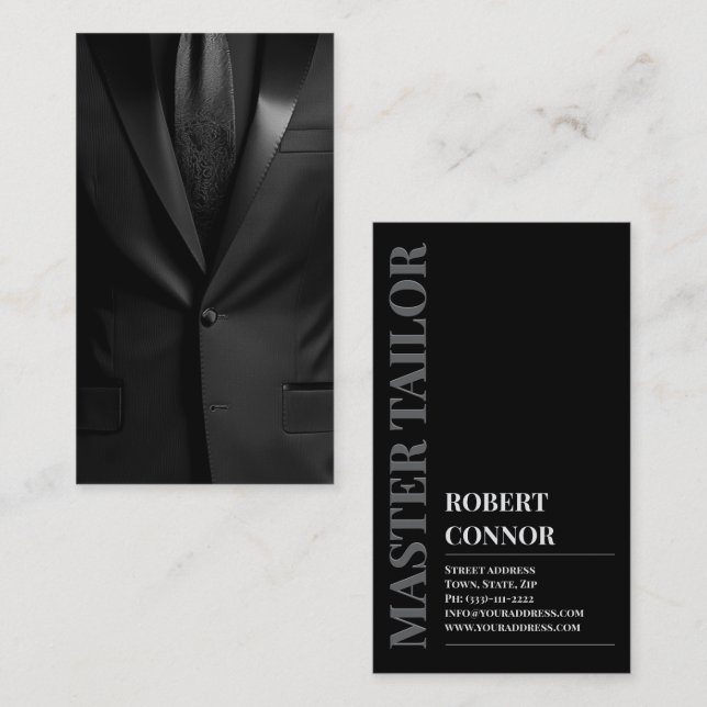 Carte De Visite Master Tailor Classic Black Tuxedo Boutique (Devant / Derrière)