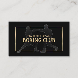 Carte De Visite Match de boxe en silhouette, boxeur, formateur de 