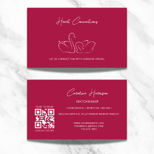 Carte De Visite Matchmaker Dating Service QR Code rouge élégant