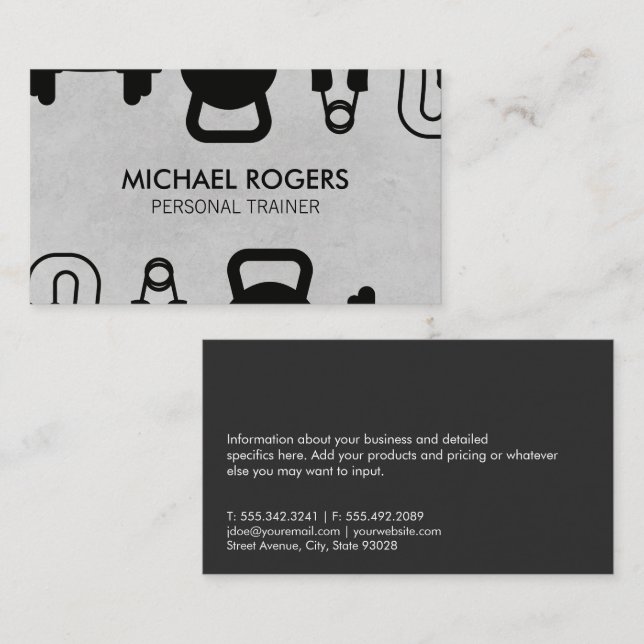 Carte De Visite Matériel de formation | Fitness (Devant / Derrière)