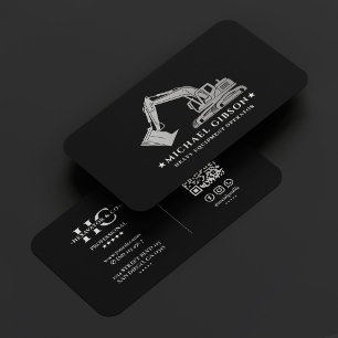 Carte De Visite Matériel lourd Opérateur Construction Argent noir