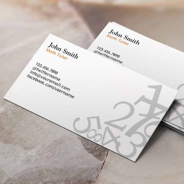 Carte De Visite Math Tutor Nombre simple Enseignant Plain (Créateur téléchargé)