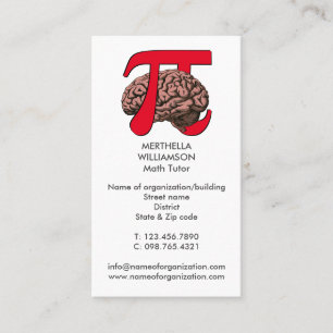 Carte De Visite MATH TUTOR Pi Mathématiques du cerveau