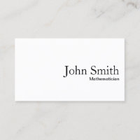 Carte de visite mathématicien blanc clair minimal