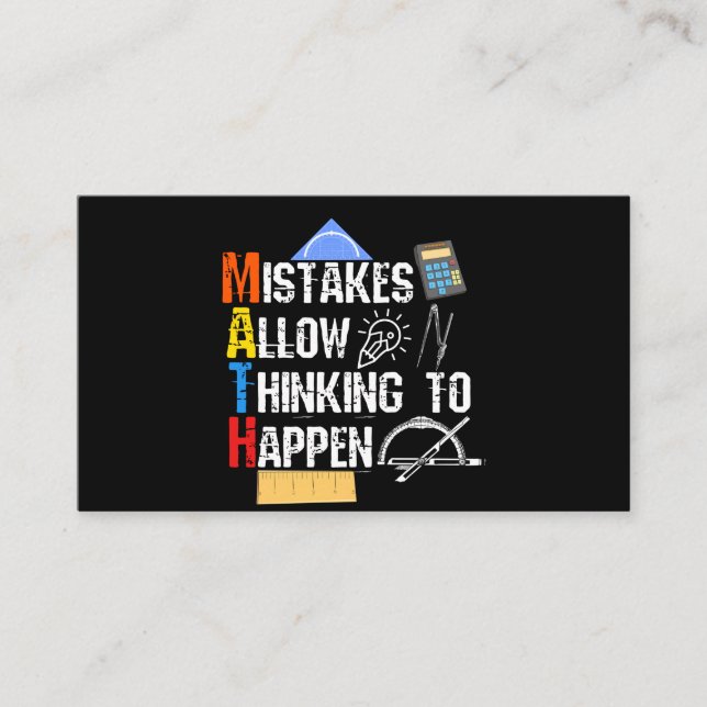 Carte De Visite Maths. Les Erreurs Permettent De Penser À Se Produ (Devant)