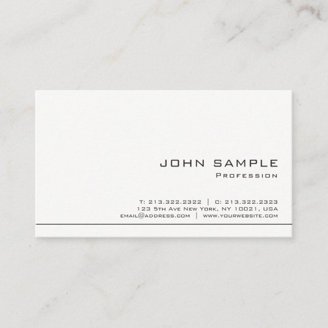 Carte De Visite Matte blanche moderne professionnelle simple (Devant)