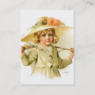 Carte De Visite Maud Humphrey : Fille d'hiver avec la branche