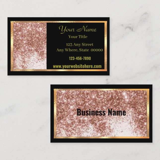 Carte de visite Mauve Black Gold Sparkle (Devant / Derrière)