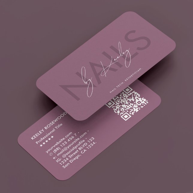 Carte De Visite Mauve Dusty Nail Technicien Manicuriste Minimal (Dusty Mauve Nail Technician Manicurist Minimal Business Card
)
