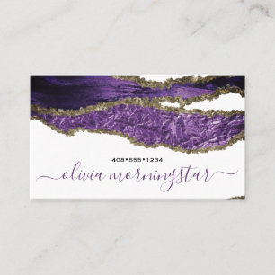 Carte De Visite Mauve Pourpre Faux Feuille Déchirée 