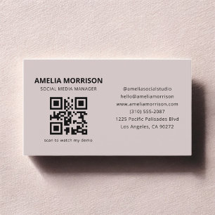 Carte De Visite Mauve QR Code minimaliste Professionnel
