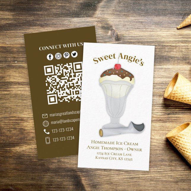 Carte De Visite Me connecter | QR Code Boulangerie simple Crème gl (Créateur téléchargé)