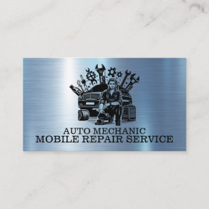 Carte De Visite Mécanicien automobile réparation automobile métal