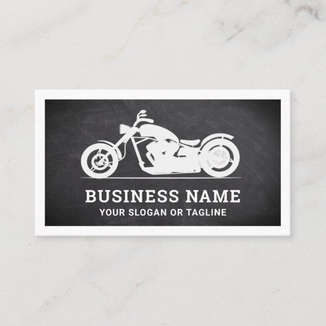 Carte De Visite Mécanicien de motocyclette blanc Chalkboard (Devant)