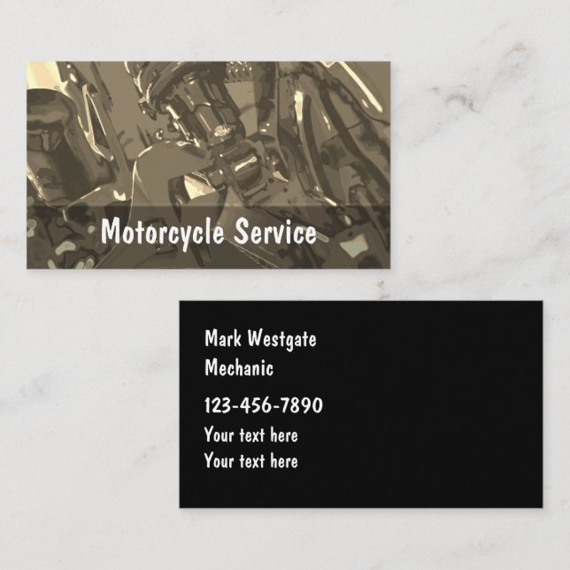 Carte De Visite Mécanicien de réparation de motocyclette (Devant / Derrière)