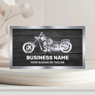 Carte De Visite Mécanicien Moto Motocyclette Acier Bois Gris Foncé