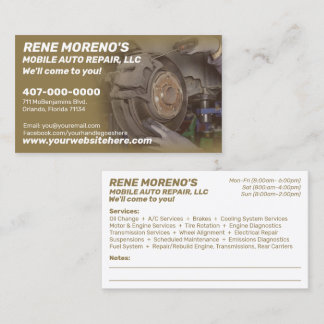 Carte De Visite Mécanique de réparation automobile mobile 2 côtés