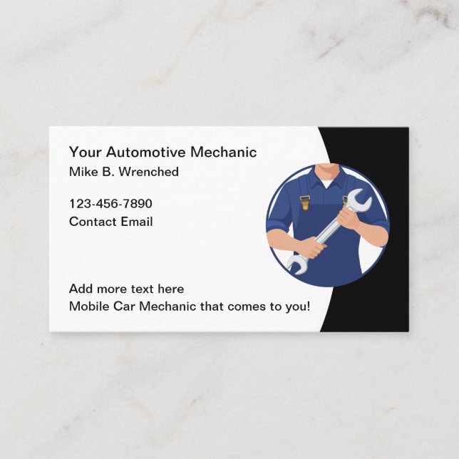 Carte De Visite Mécanique de voiture mobile simple automobile (Devant)